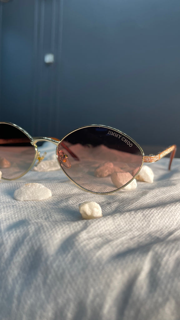 Jimmy Choo Oval Gold Frame Sunglasses