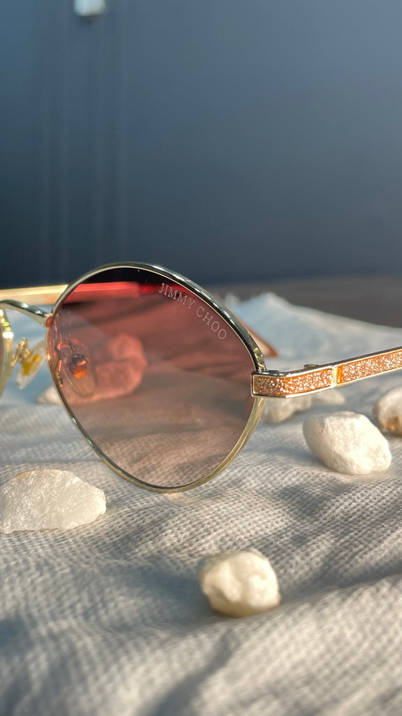 Jimmy Choo Oval Gold Frame Sunglasses