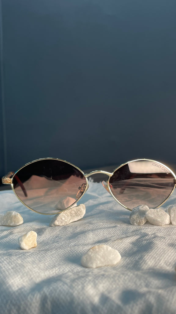 Jimmy Choo Oval Gold Frame Sunglasses