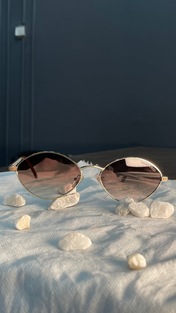 Jimmy Choo Oval Gold Frame Sunglasses